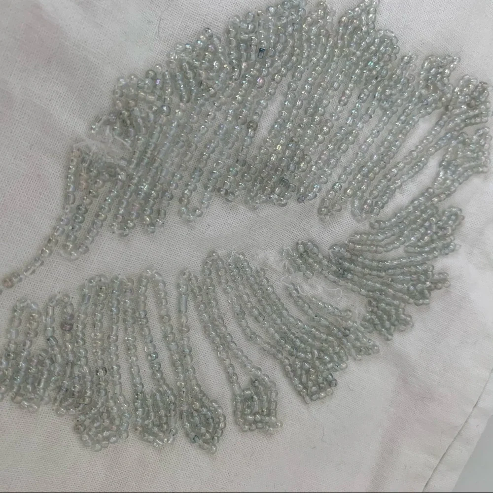 West Elm Sequin Beaded Leave Design White Pillow Cover